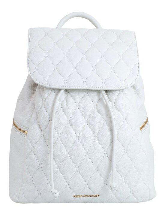 Vera Bradley Amy Quilted Genuine Leather Backpack White Gold Hardware $258 Ret